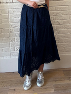 Broderie Tiered Maxi Skirt with Belt