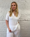 Cotton & Linen Mix Shirred Sleeve Top