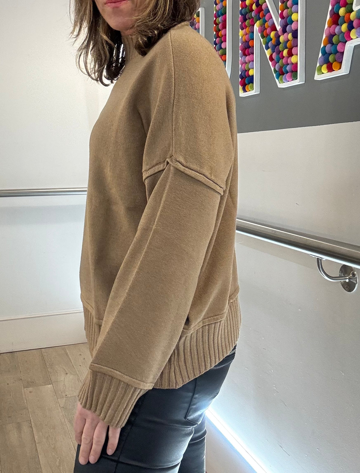 Suzy D Turtle Neck Rib Detail Sweater