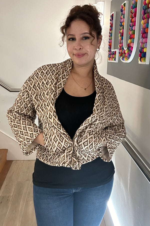 Quilted Diamond Print Jacket