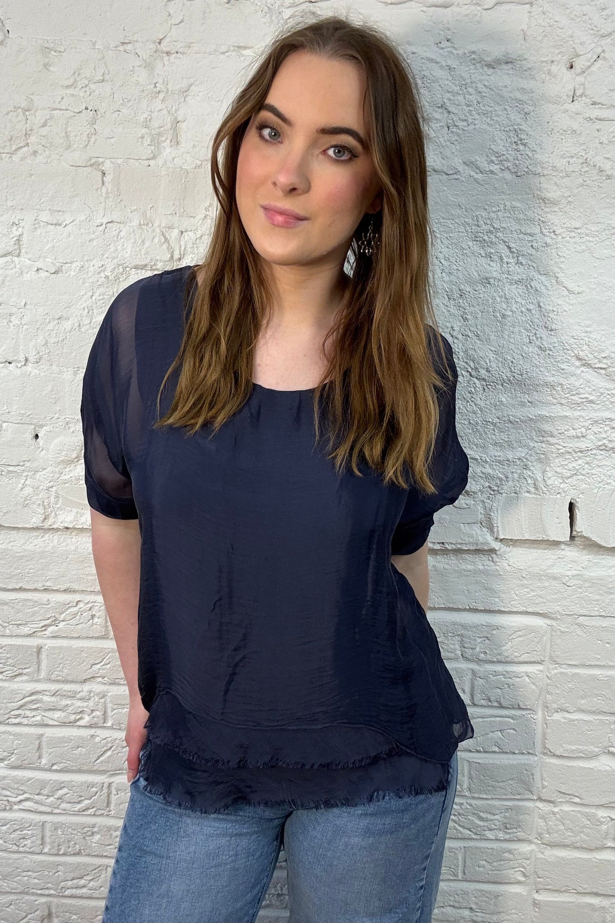 Top de seda de doble capa (OS 10-16)