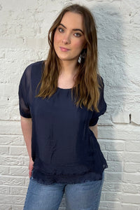 Top de seda de doble capa (OS 10-16)