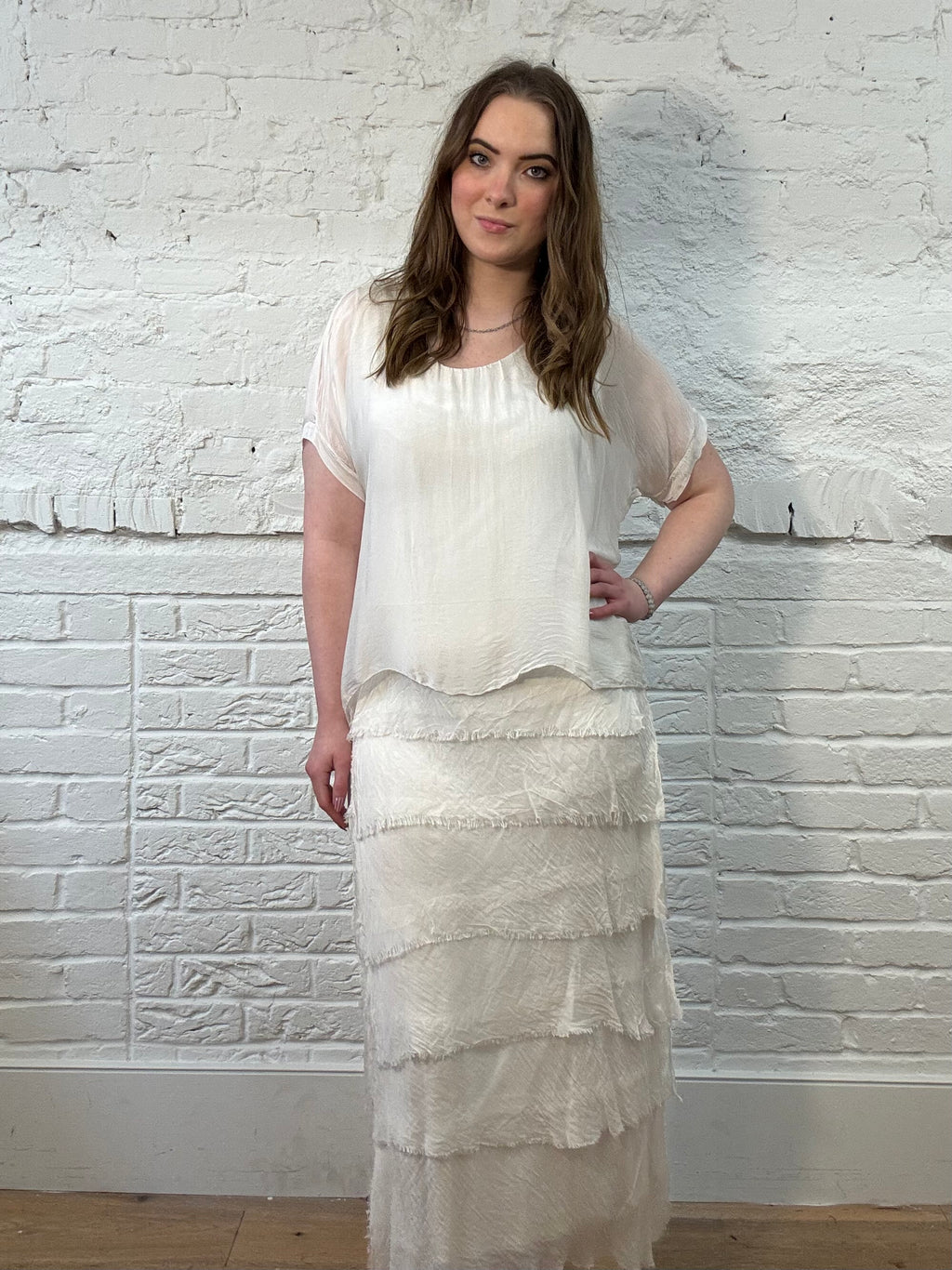Kleid mit Seiden-Overlay