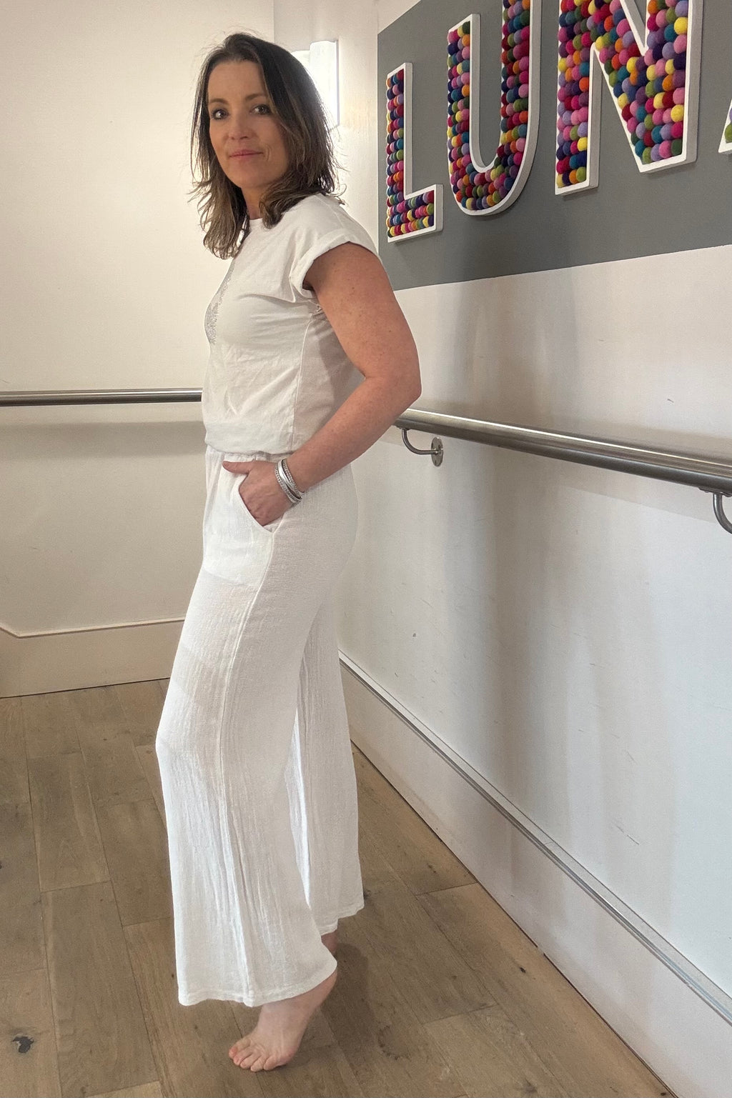 Cotton & Linen Mix Wide Leg Trousers