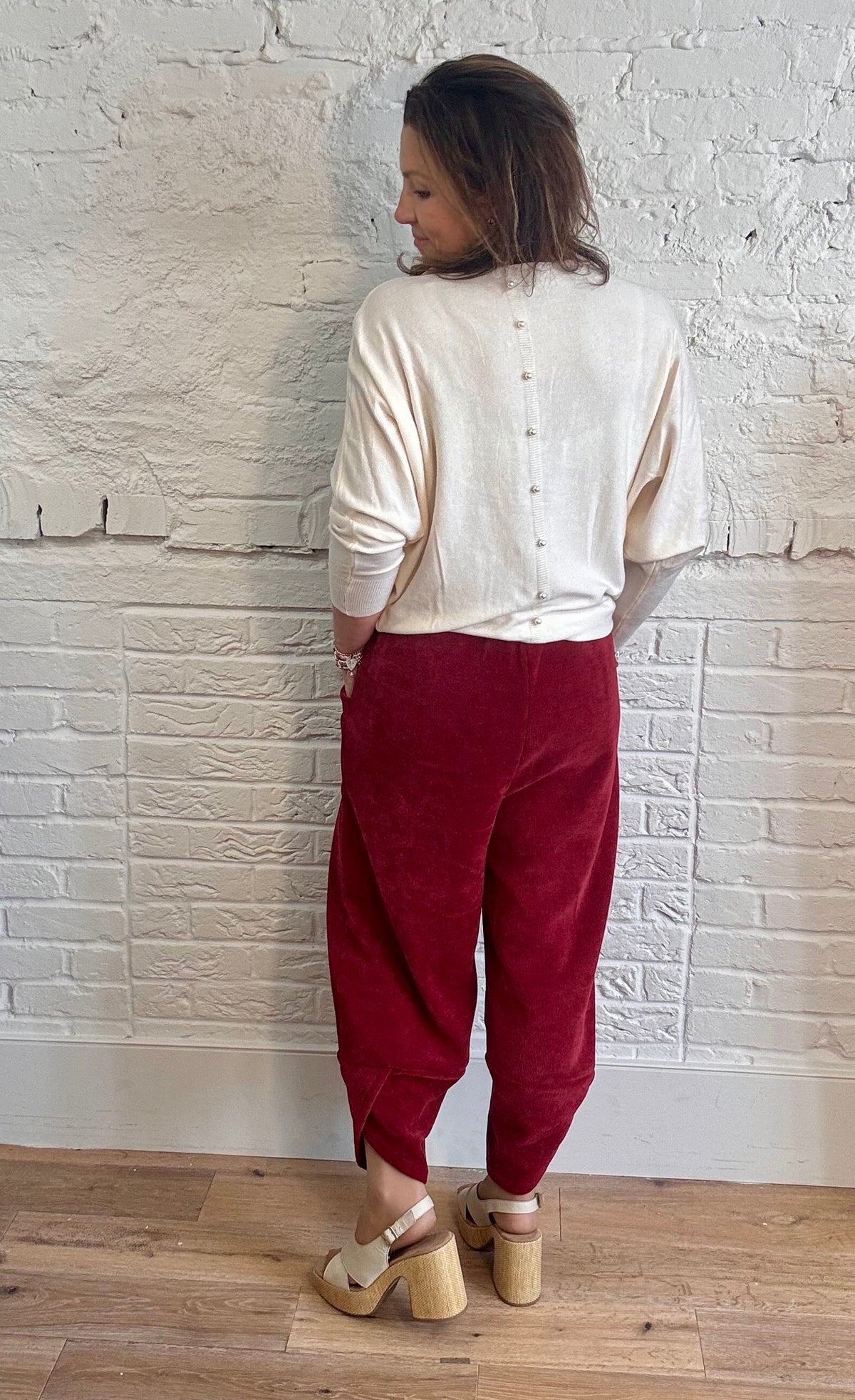 Chenille Barrel Leg Trousers