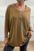 Julia Zip-Front Soft Knit