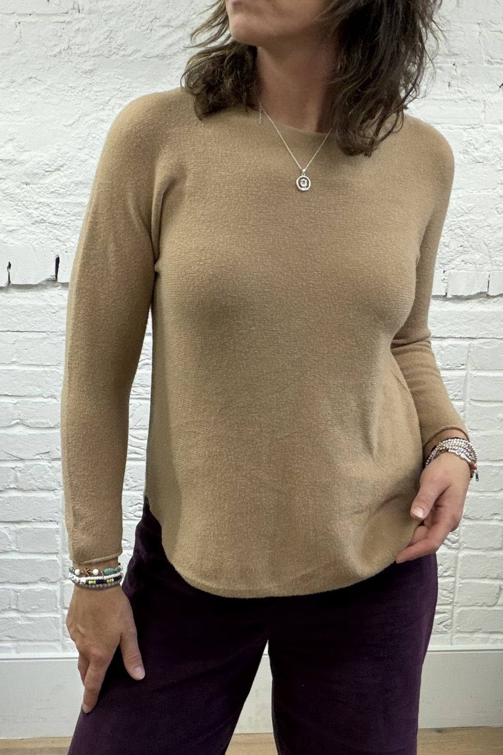 Phoebe Curved Hem Round Neck