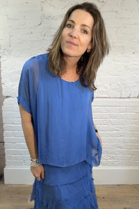 Vestido superpuesto de seda