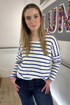 Soft Striped V-Neck Long Sleeve Top