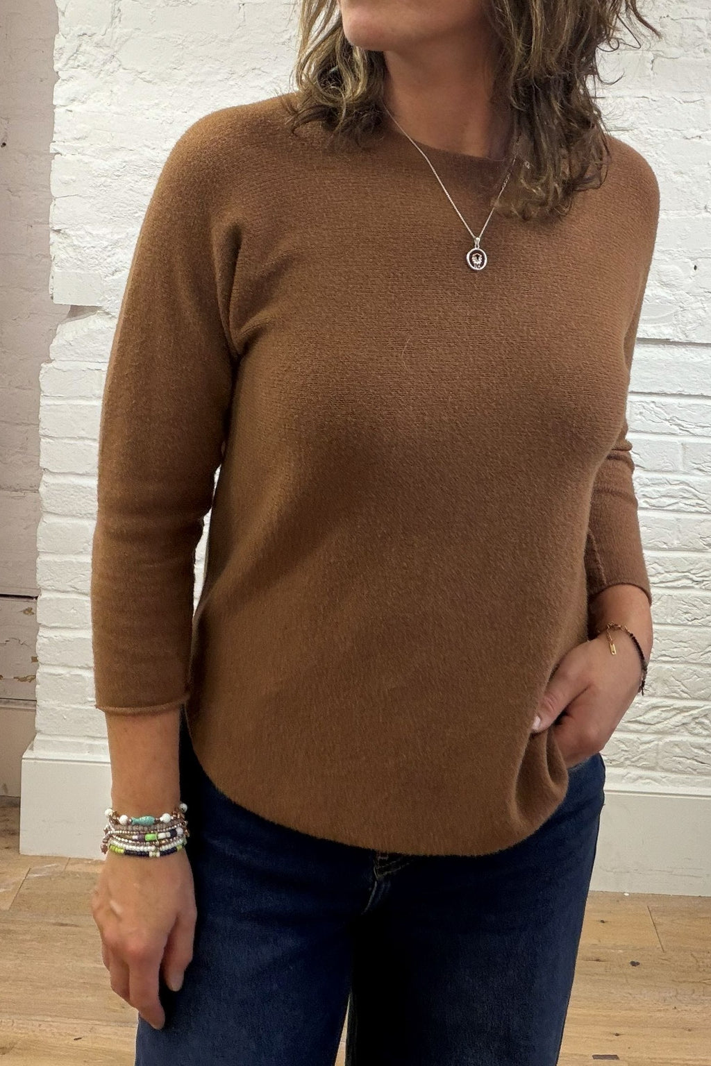 Phoebe Curved Hem Round Neck