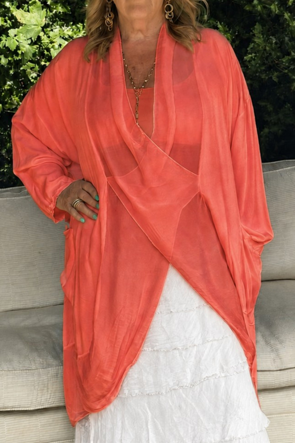 The Sakura Silk Trim Top