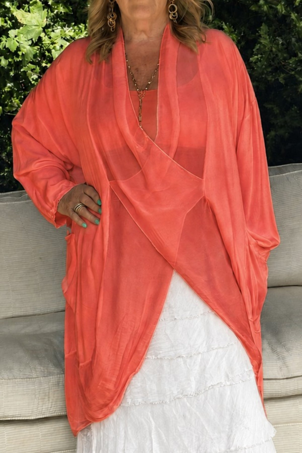 The Sakura Silk Trim Top