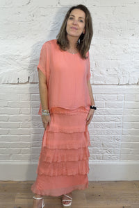 Vestido superpuesto de seda