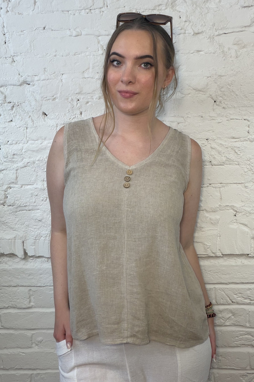 Cotton & Linen Mix Sleeveless Top
