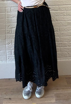 Broderie Tiered Maxi Skirt with Belt