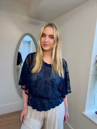 Embroidered Angel Sleeve Top