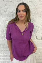 Front Button Detail Cotton Top
