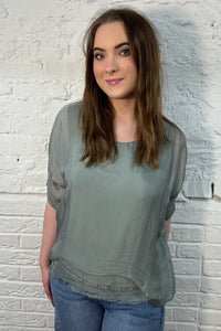 Top de seda de doble capa (OS 10-16)