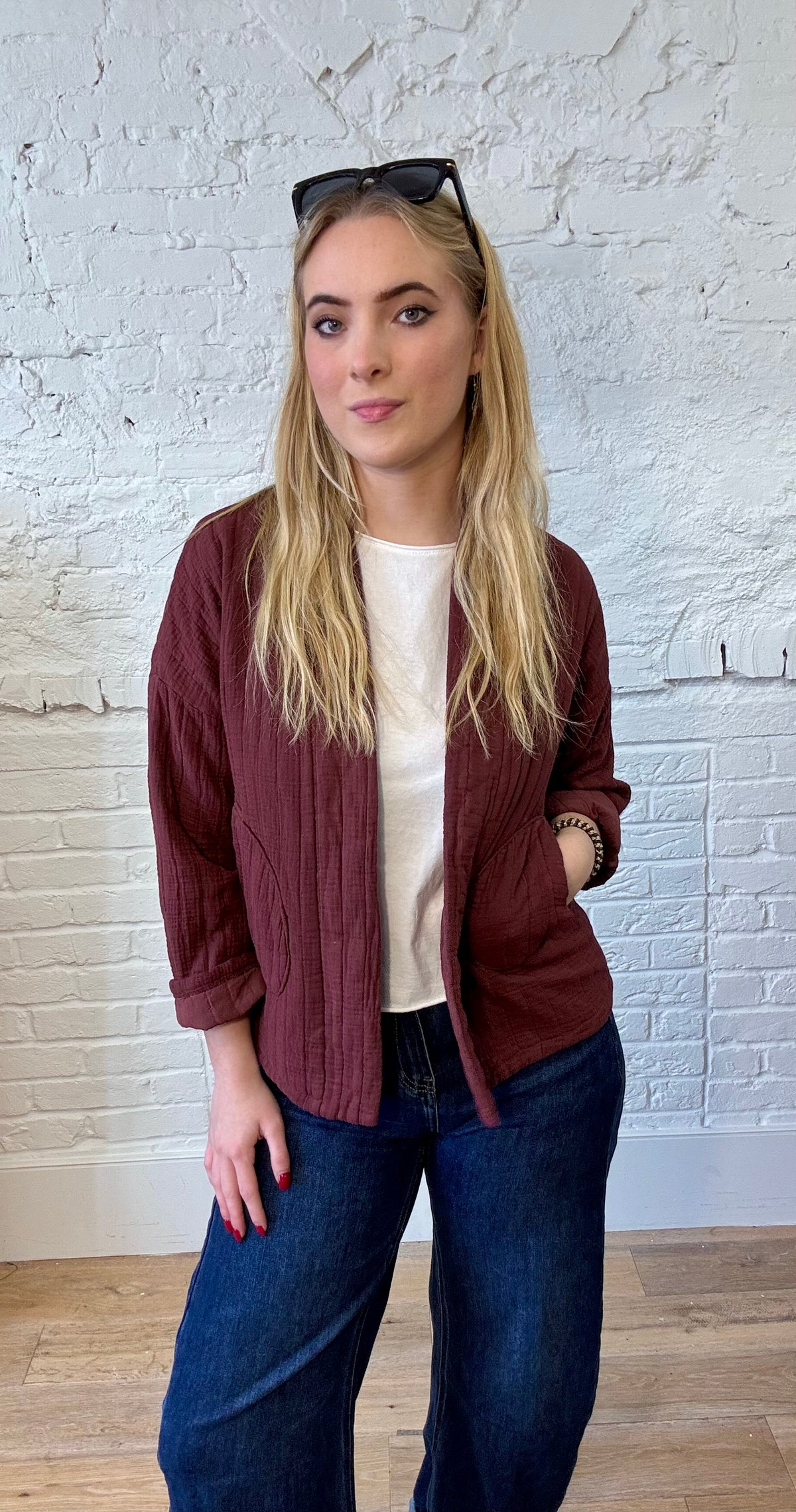 Chaqueta acolchada con estampado de diamantes