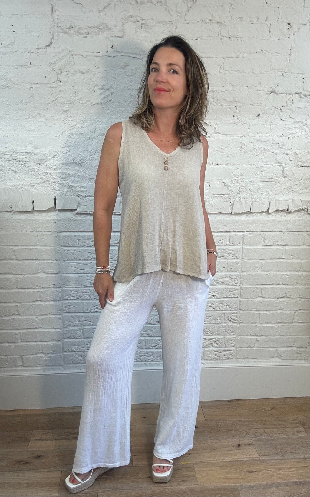 Cotton & Linen Mix Sleeveless Top