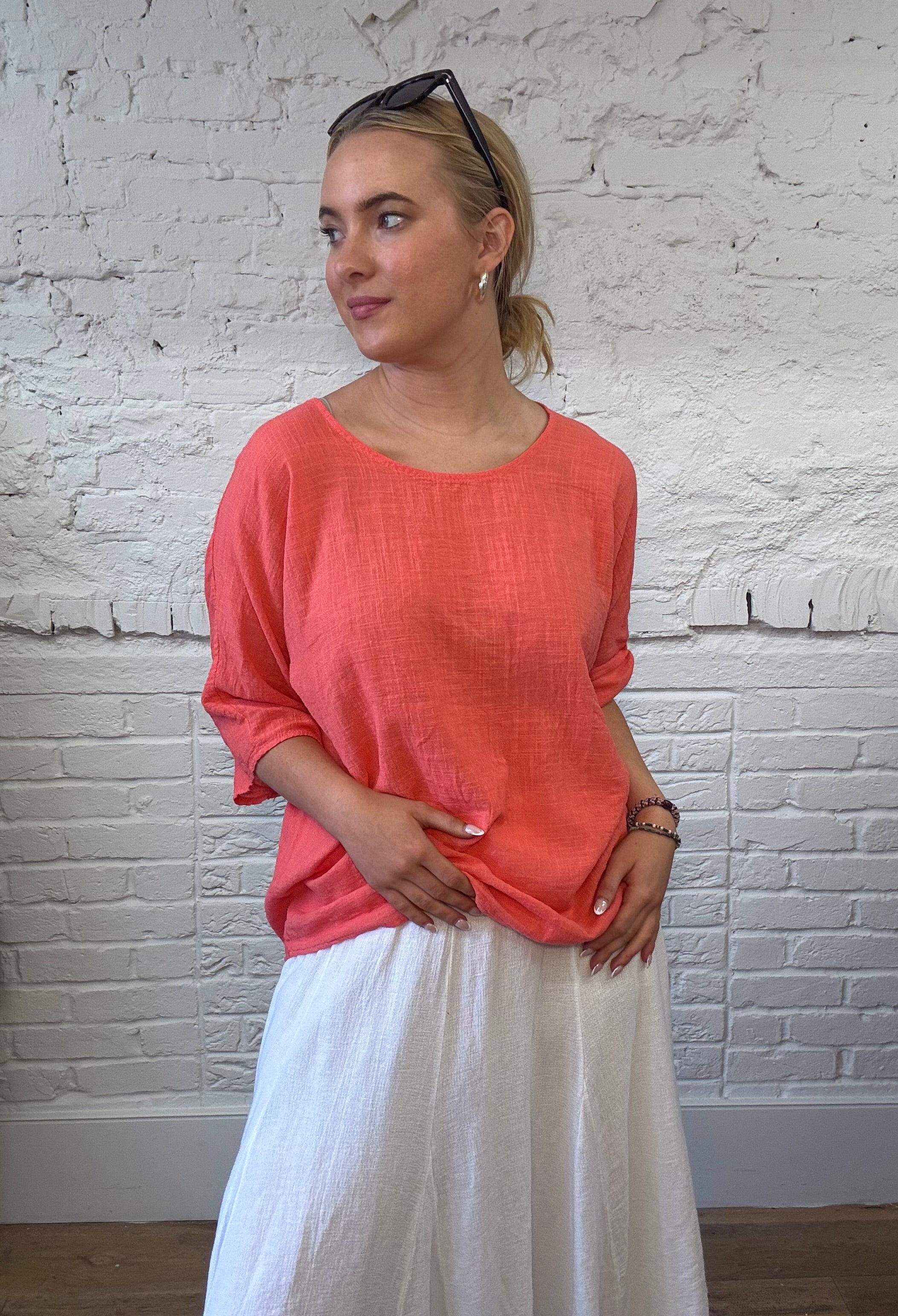 100% Cotton Plain Short Sleeve Top (Larger Fit)