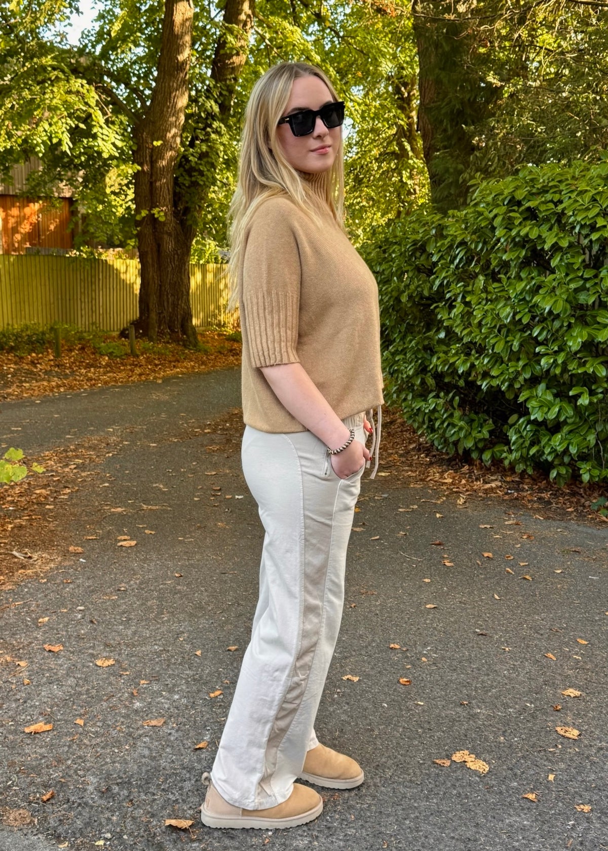 Pullover mit hohem Halsausschnitt und 3/4-Ärmeln