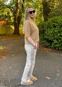 Pullover mit hohem Halsausschnitt und 3/4-Ärmeln