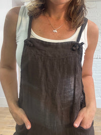Tie Strap Linen Dungarees