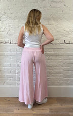 Cotton & Linen Mix Shirred Waist Trousers