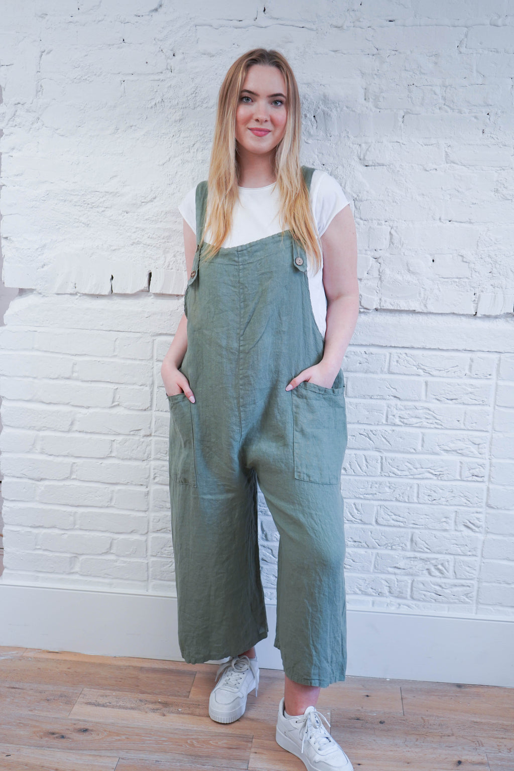100% Linen Dungarees with Front Pockets
