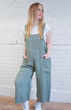 100% Linen Dungarees with Front Pockets