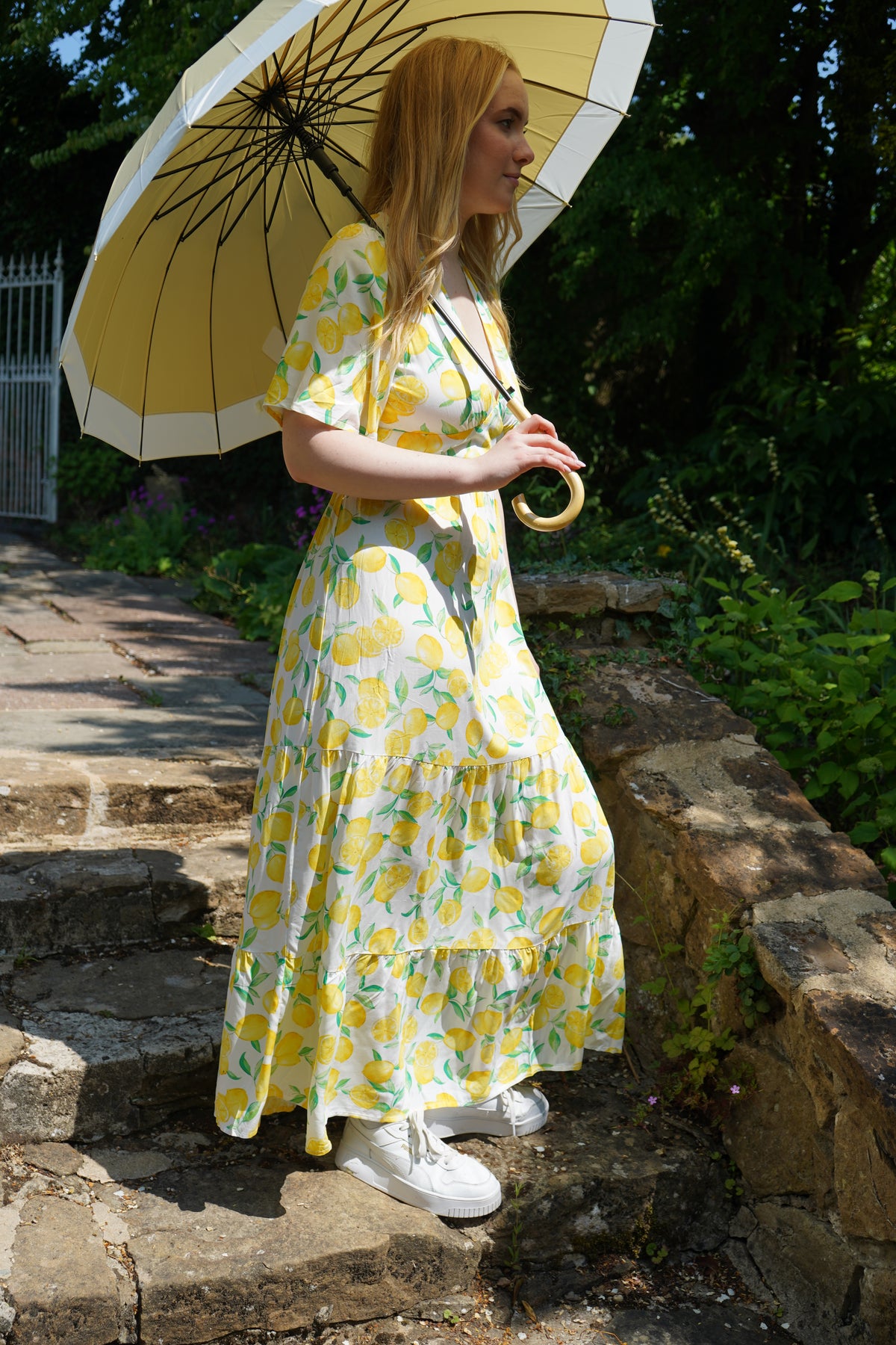 Lemon Open Back Maxi Dress