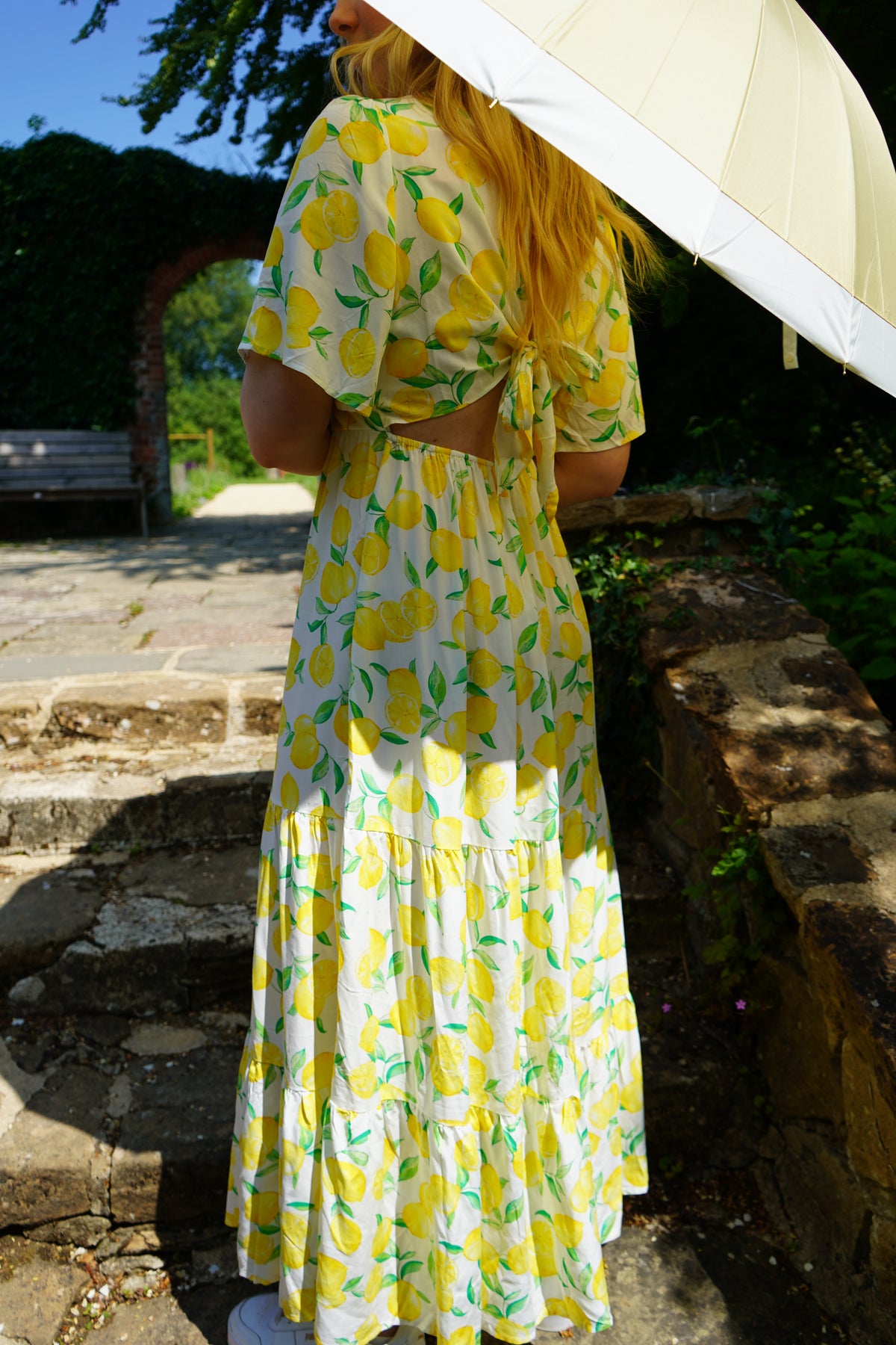 Lemon Open Back Maxi Dress