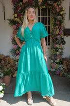 Flutter Sleeve Silk Mix Dress
