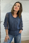 Embroidered Angel Sleeve Top