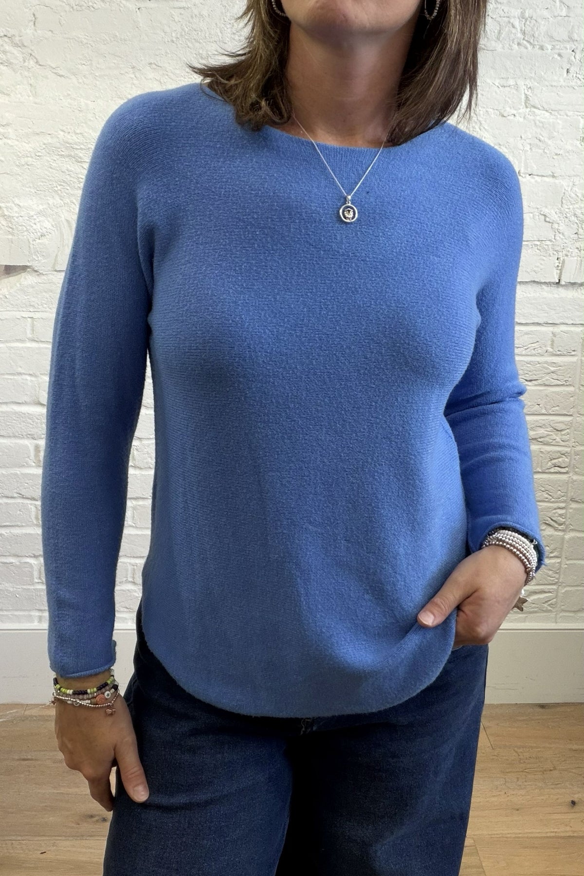 Phoebe Curved Hem Round Neck