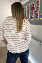 Soft Striped V-Neck Long Sleeve Top