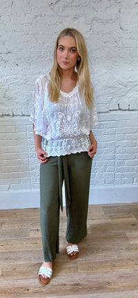 Pleated Tie Waist Trouser