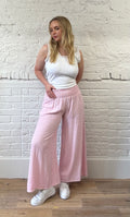 Cotton & Linen Mix Shirred Waist Trousers