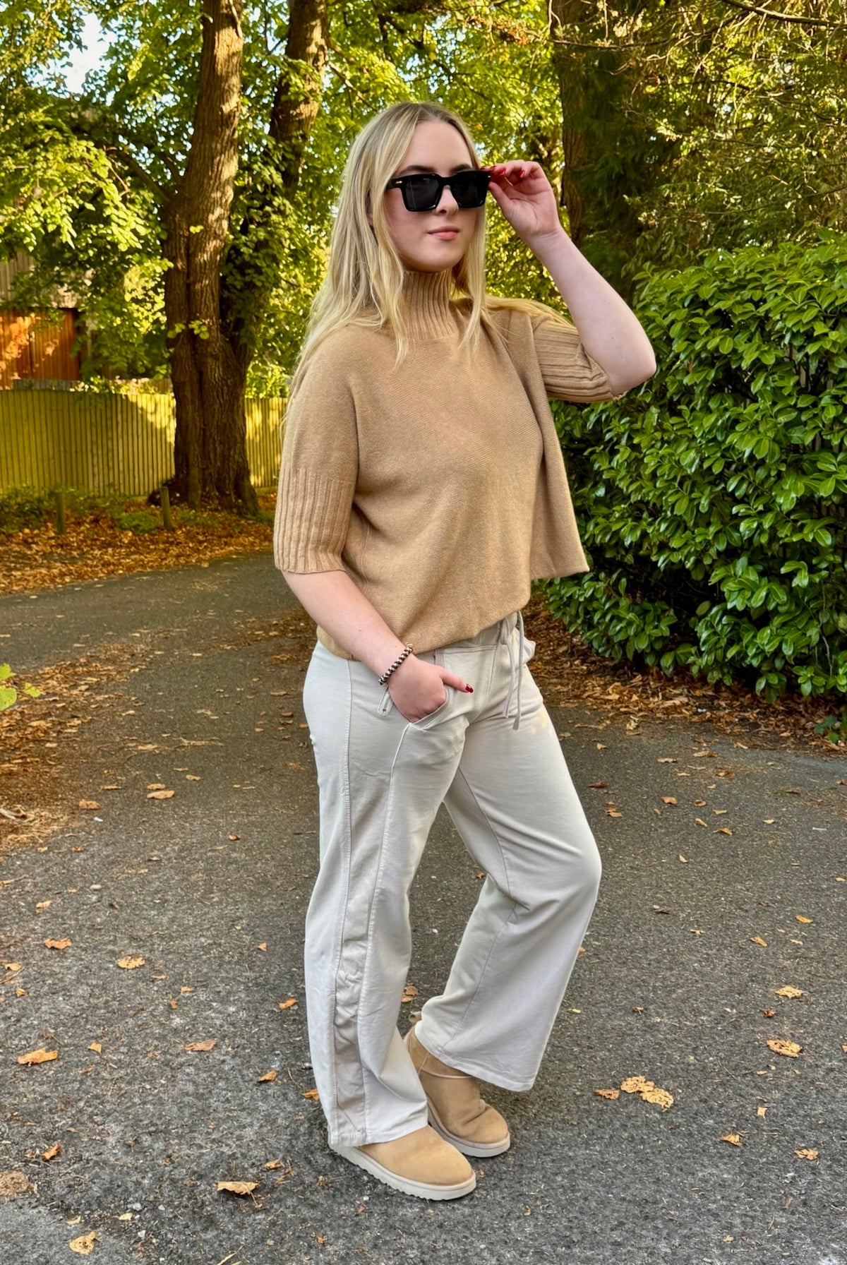 Pullover mit hohem Halsausschnitt und 3/4-Ärmeln