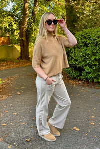 Pullover mit hohem Halsausschnitt und 3/4-Ärmeln