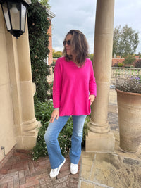 Übergroßer Pullover mit V-Ausschnitt