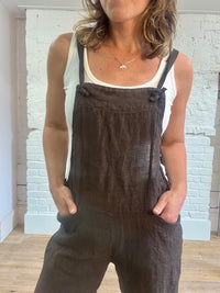 Tie Strap Linen Dungarees