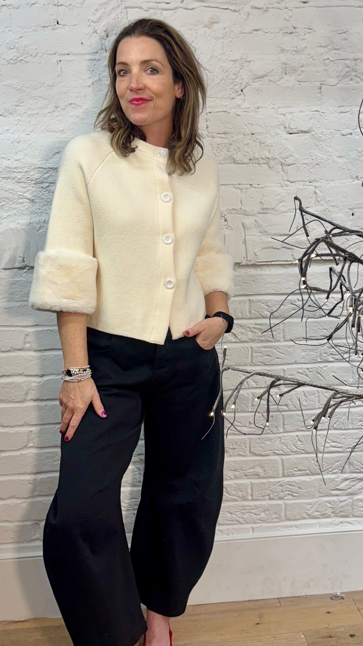 Fur-Cuff Dreams Cardigan