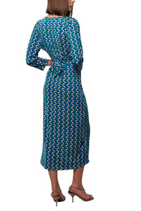 Twist Wrap Midi Dress Long Sleeve