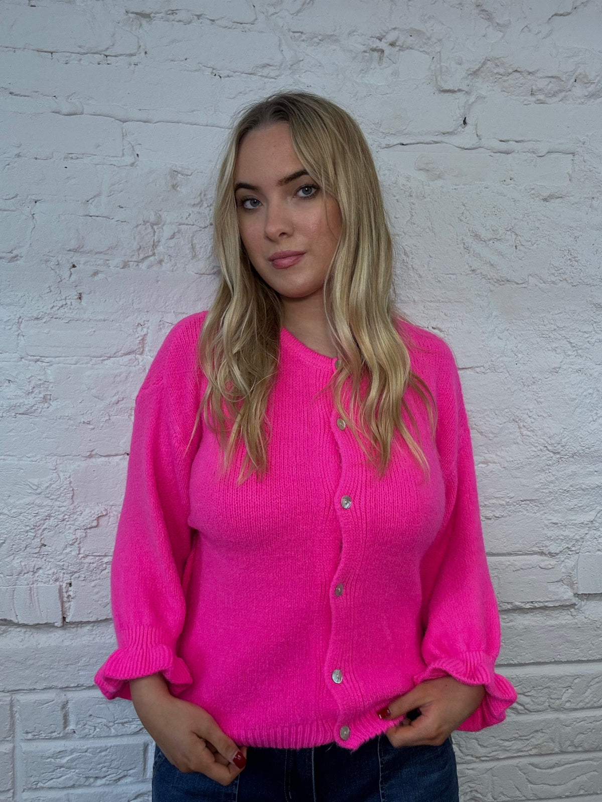 Alpaca Ruffled Cuff Cardigan