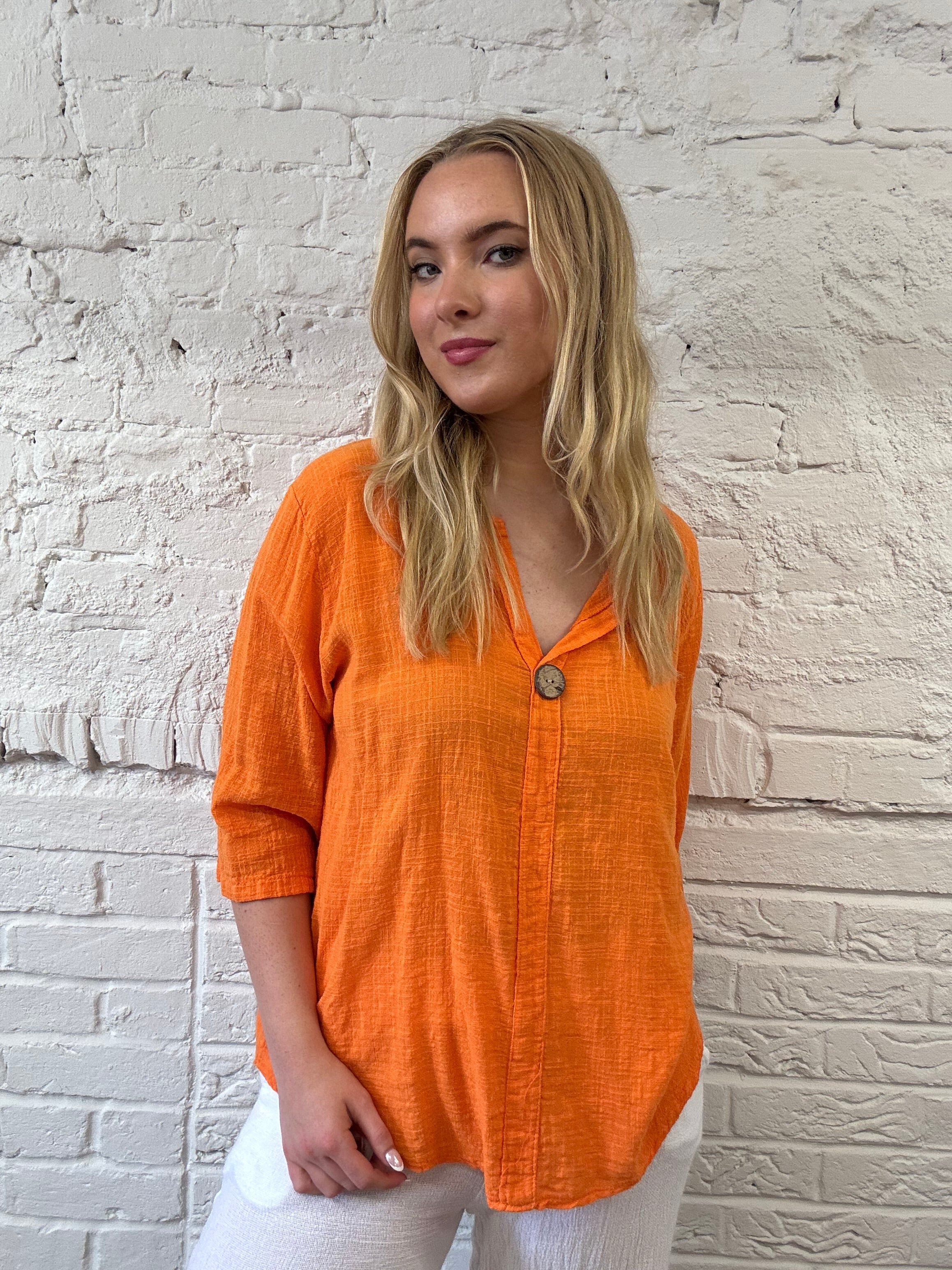 Front Button Detail Cotton Top