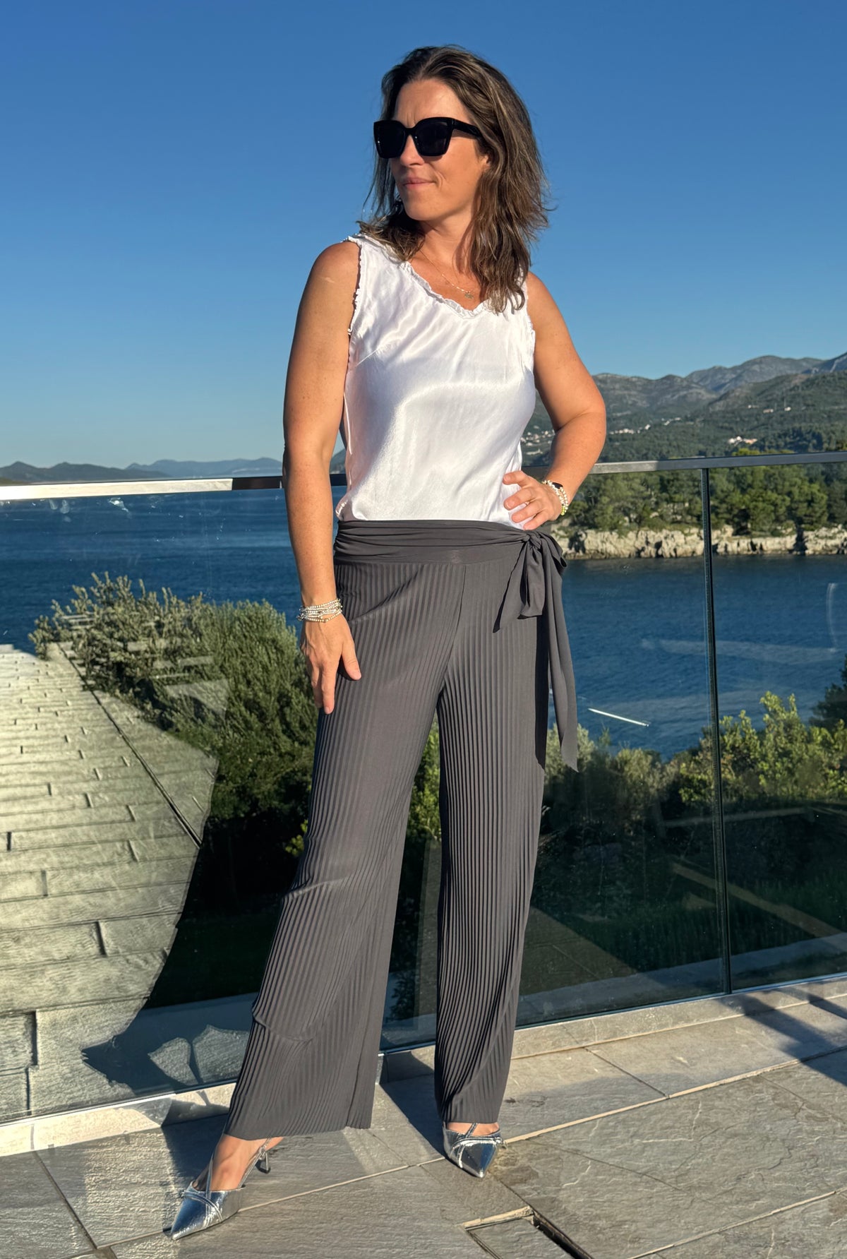 Pleated Tie Waist Trouser