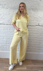 Cotton & Linen Mix Wide Leg Trousers