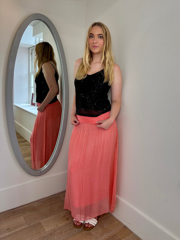 Falda superpuesta de seda (OS 8-16)